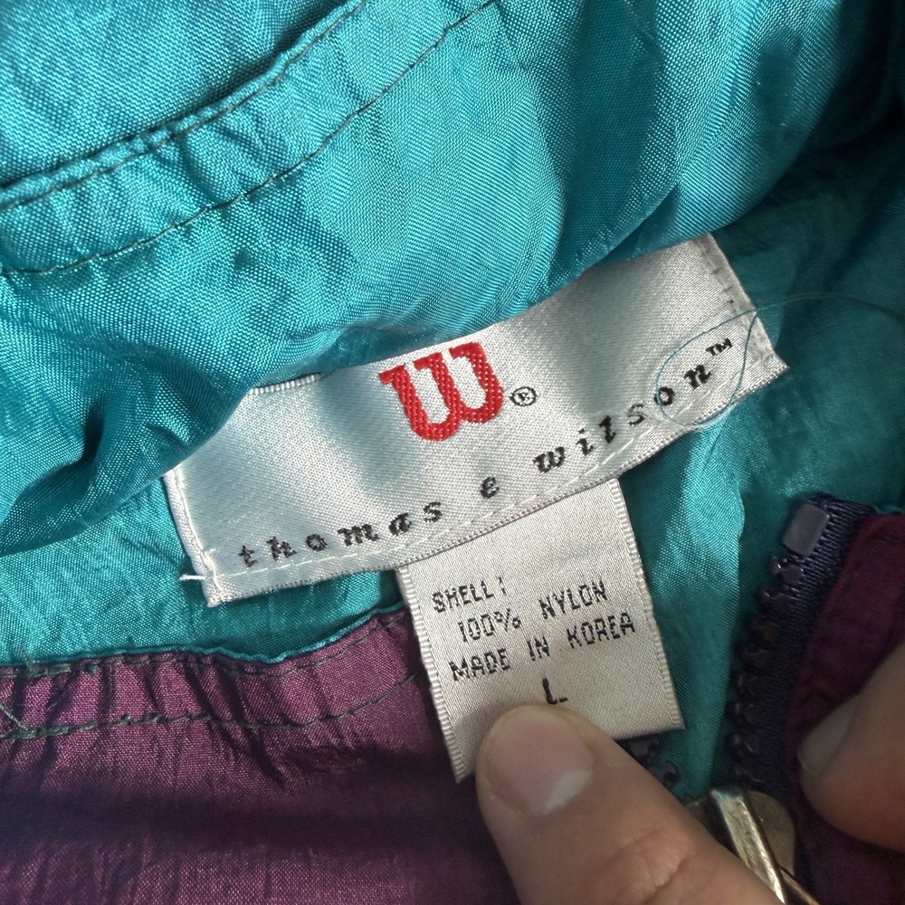 Vintage 90s Thomas E. Wilson Nylon Windbreaker Jacket Mens Large Colorblock - Picture 3 of 7